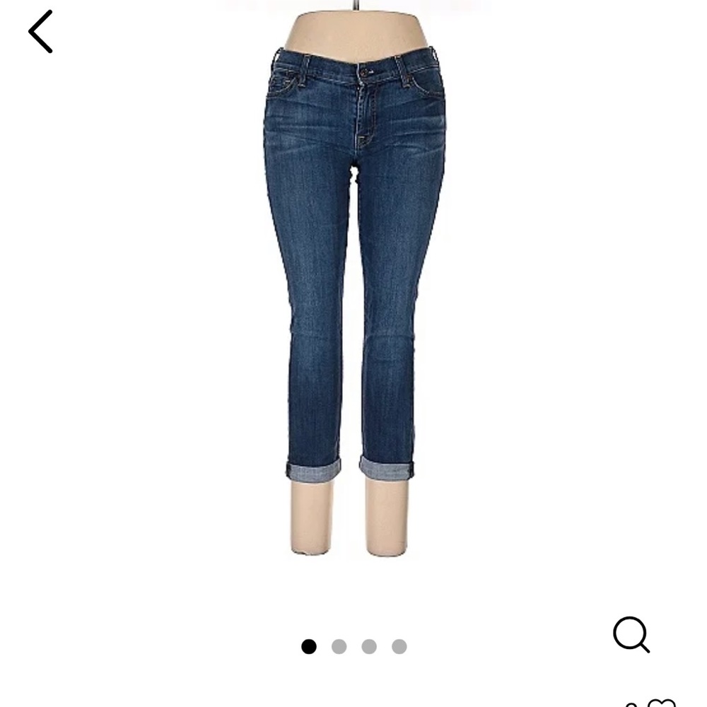 7 For All Mankind - Dark Wash Skinny Crop & Roll Jeans 30